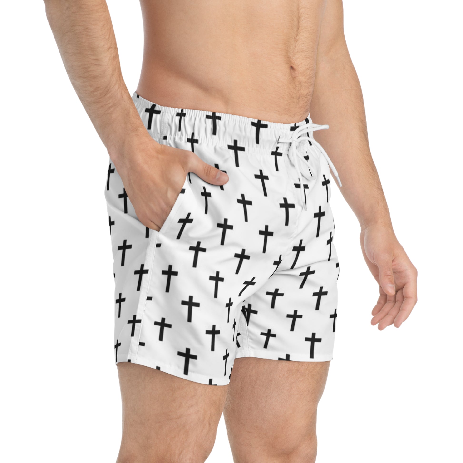 Stylish Cross Pattern Swim Trunks | Men's Swimwear