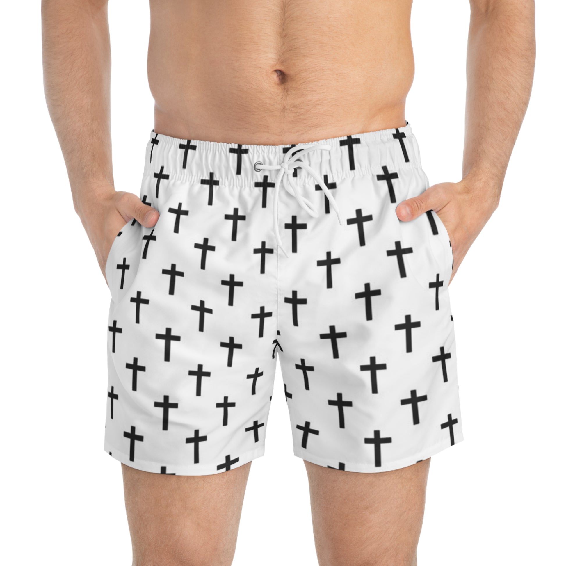 Stylish Cross Pattern Swim Trunks | Men's Swimwear